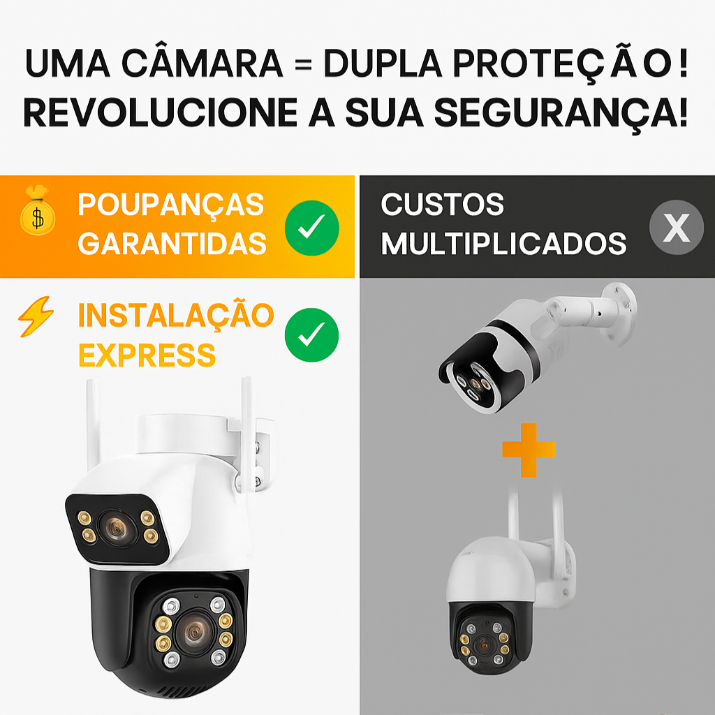 Câmara Dupla 5g Wi-Fi Full HD 1480p, à prova de água + cartão de mémoria 32GB gràtis hoje !
