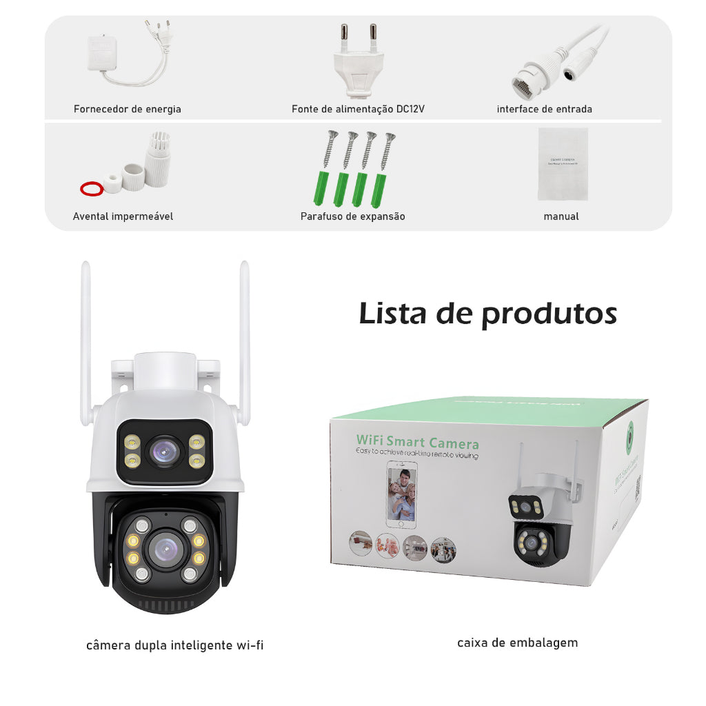 Câmara Dupla 5g Wi-Fi Full HD 1480p, à prova de água + cartão de mémoria 32GB gràtis hoje !